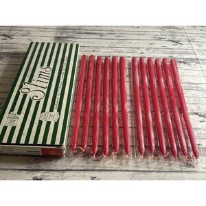 12 Vintage Slim Skinny 10" Red #002 Tapers Candles Colonial Cape Cod Hyannis NEW